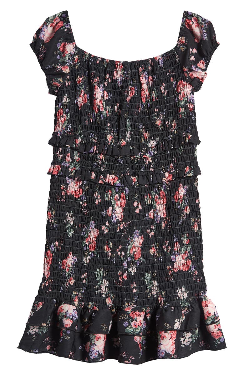 Ava & Yelly Kids' Floral Smocked Dress, Alternate, color, Black Pink Floral