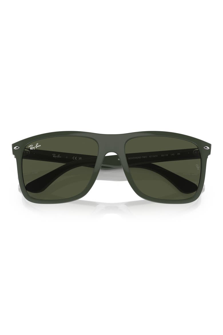 60mm Boyfriend Two Square Sunglasses, Alternate, color, GREEN