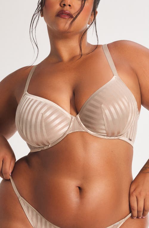 Savage X Fenty Show 'n' Tell Stripe Unlined Demi Bra In Neutral