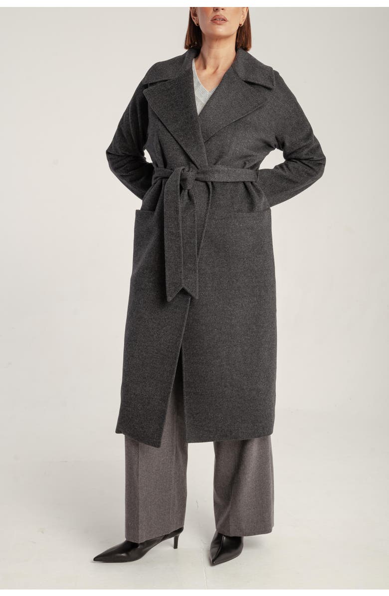 1982 Pure Cashmere Wrap Belted Midi Coat, Alternate, color, Charcaol