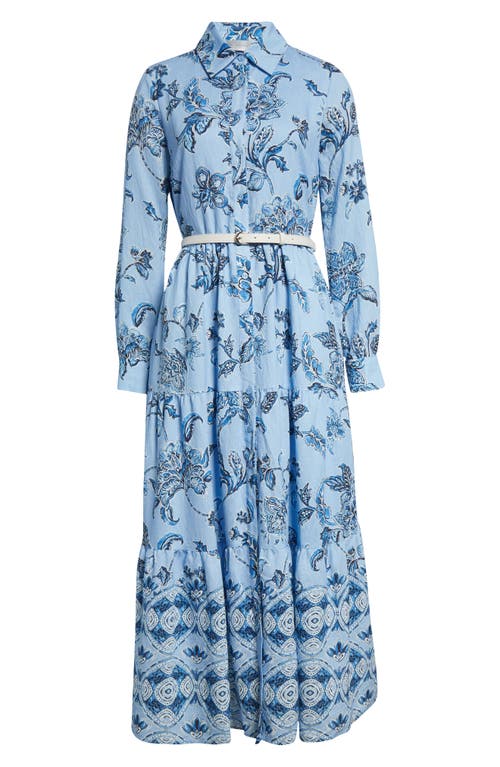 Shop Elie Tahari The Caroline Estate Long Sleeve Tiered Maxi Shirtdress In Estate Garden