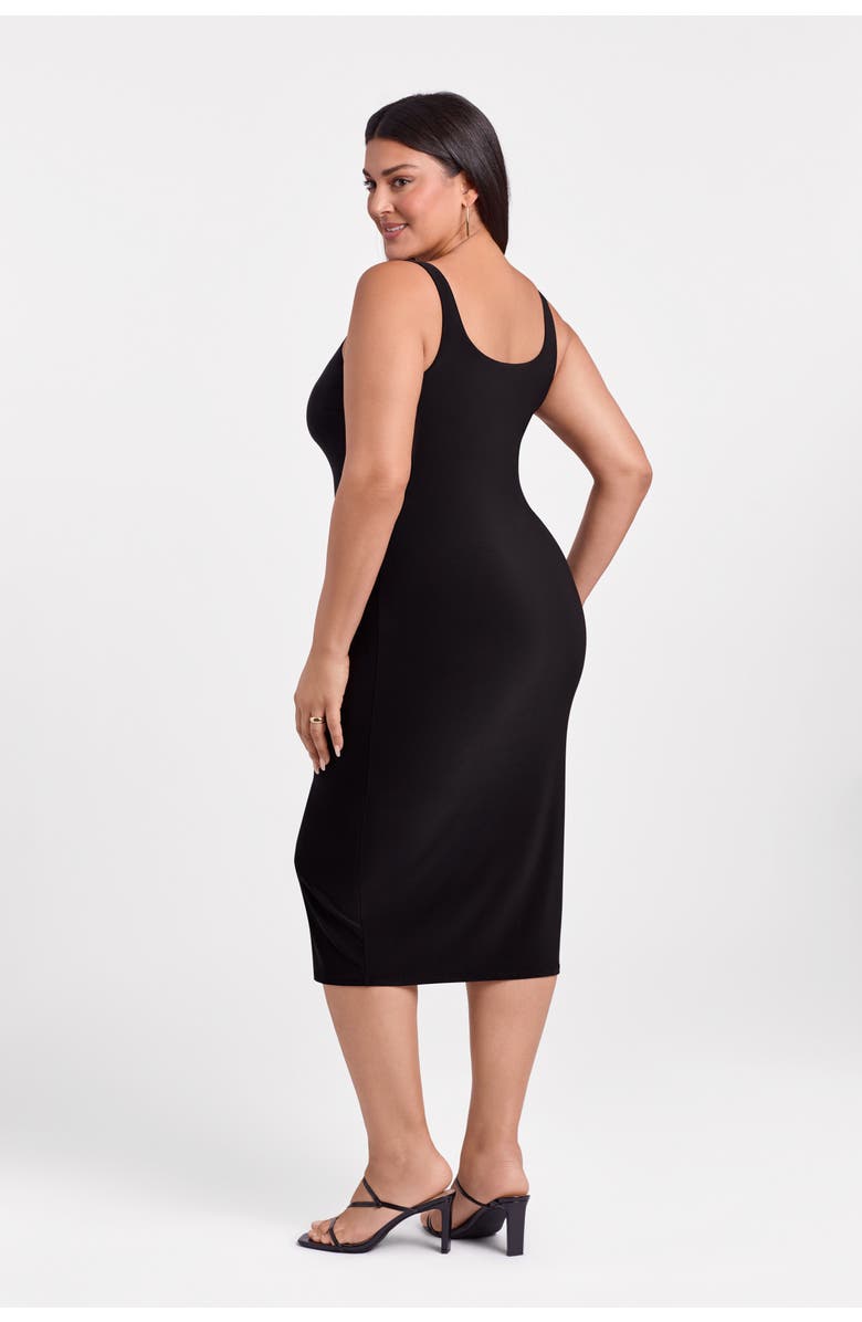 S3 Apparel Sculpting Shapewear Square Neck Tank Midi Dress, Alternate, color, Onyx Black