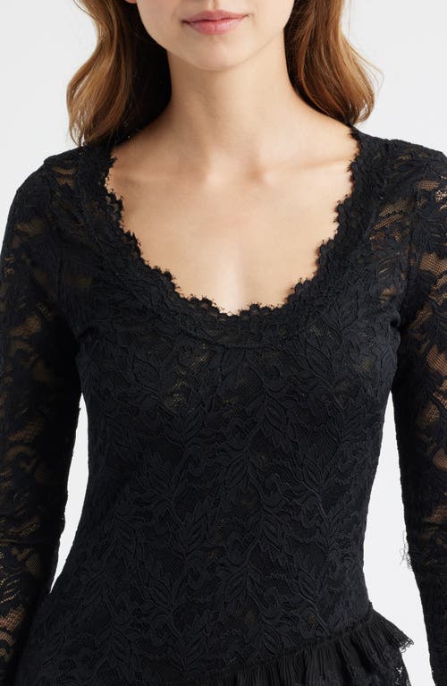 Loveshackfancy Rhea Lace Long Sleeve Minidress In Black