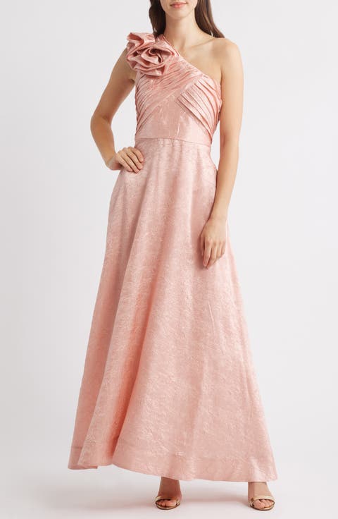 Rosette One-Shoulder Ball Gown