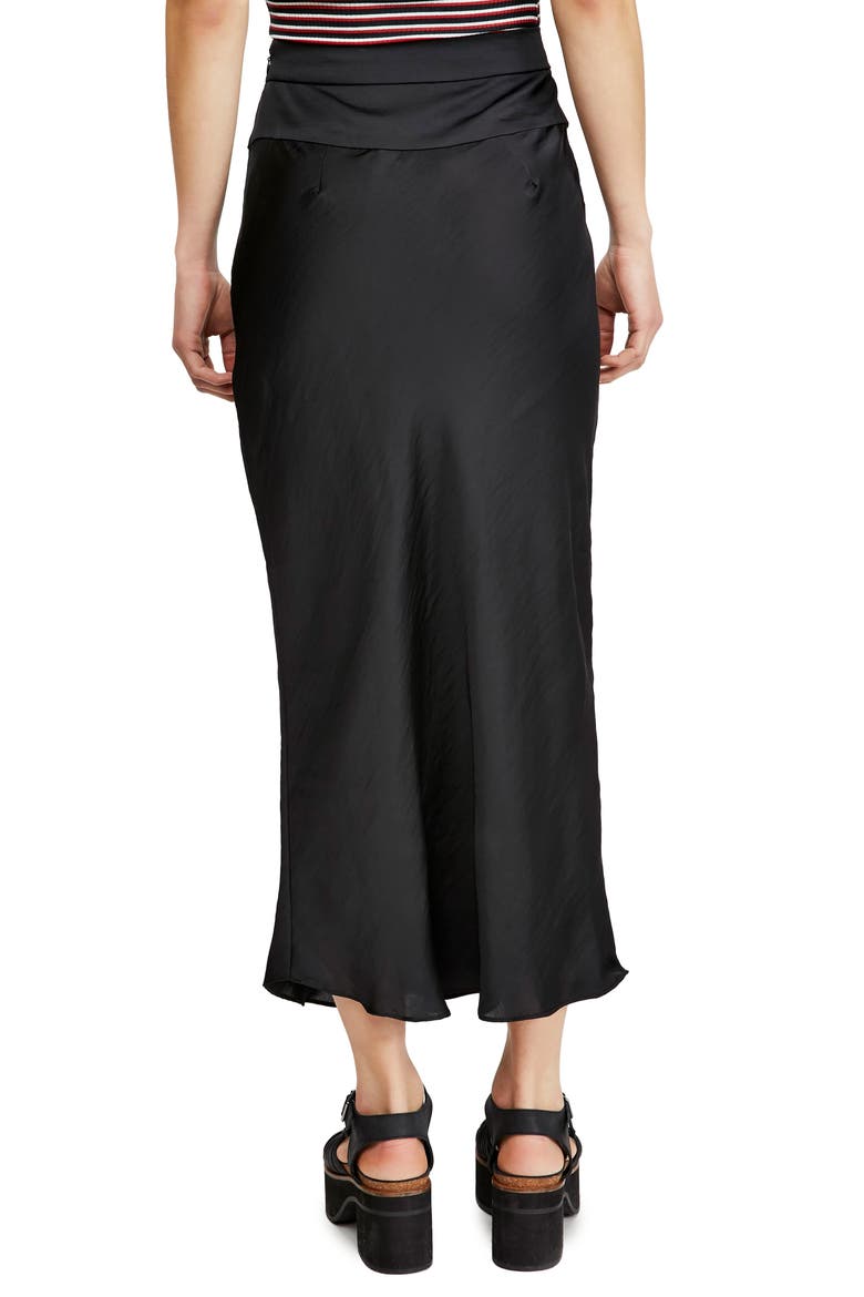 Normani Bias Cut Satin Skirt, Alternate, color, BLACK