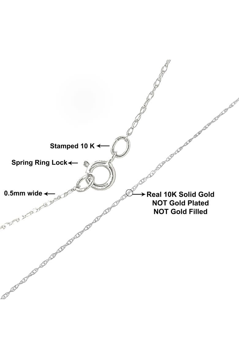 10K Gold 1/2 mm Slender & Dainty Fine Rope Chain Necklace, Alternate, color, White