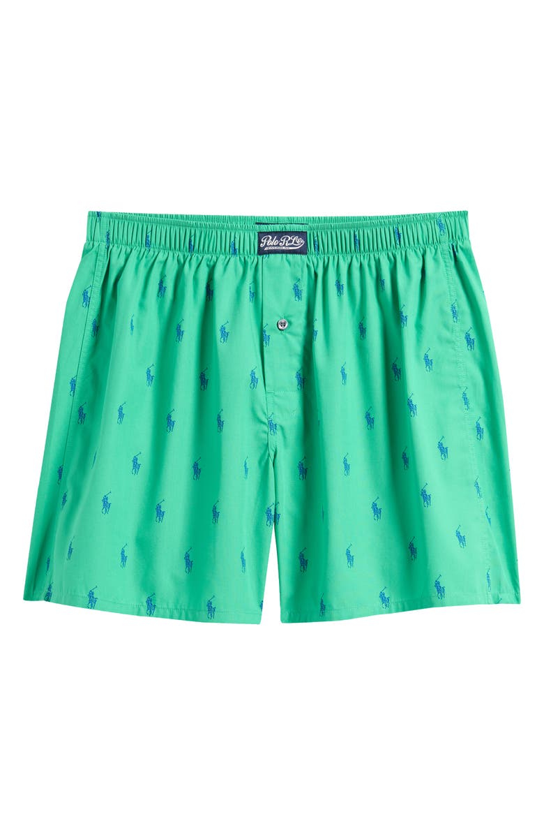 Polo Ralph Lauren Polo Player Logo Print Woven Cotton Boxers, Alternate, color, Green