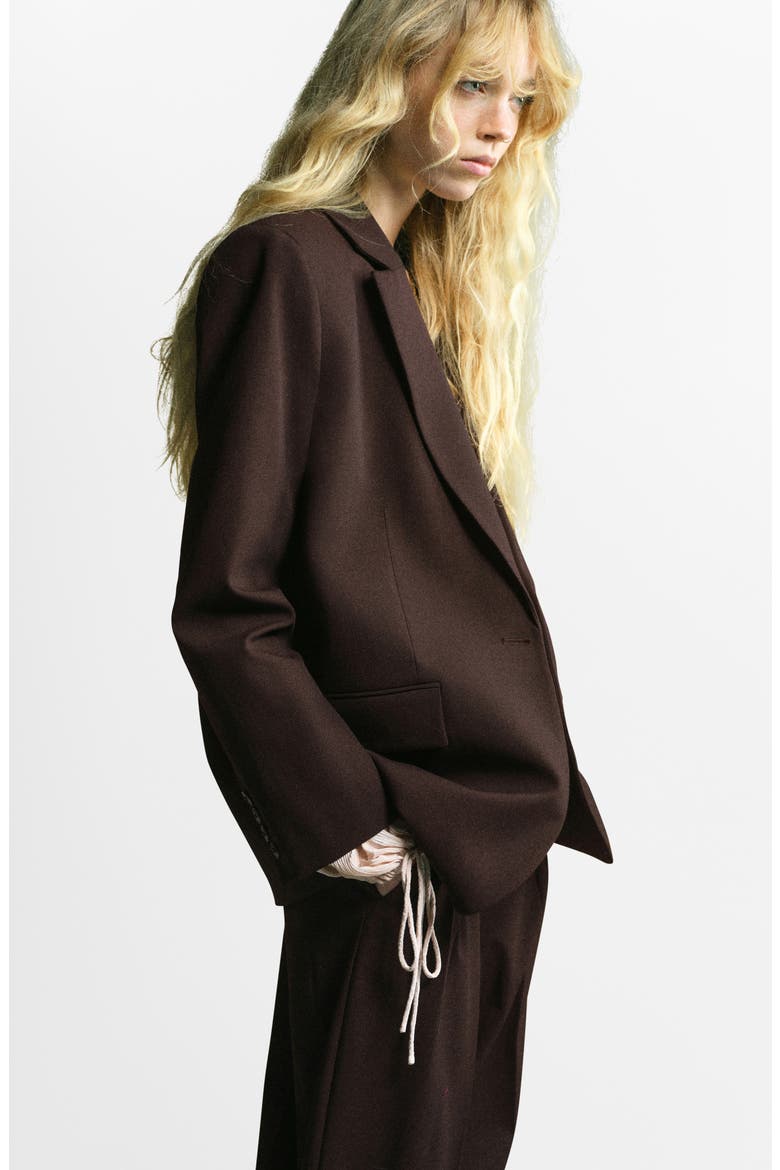 Straight Fit One-Button Suit Blazer, Alternate, color, CHOCOLATE