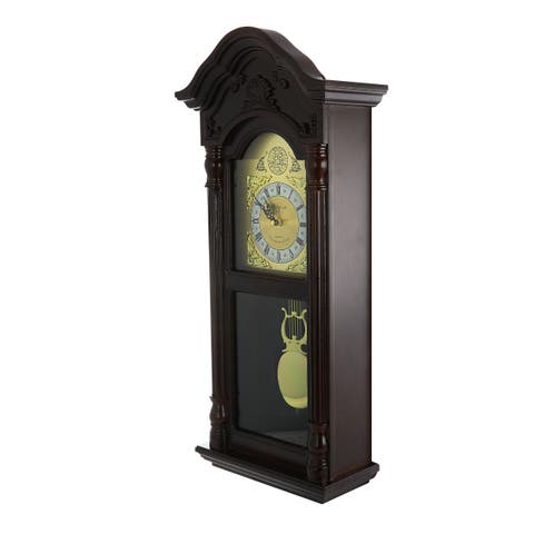 25.5in Antique Chiming Wall Clock with Roman Numerals
