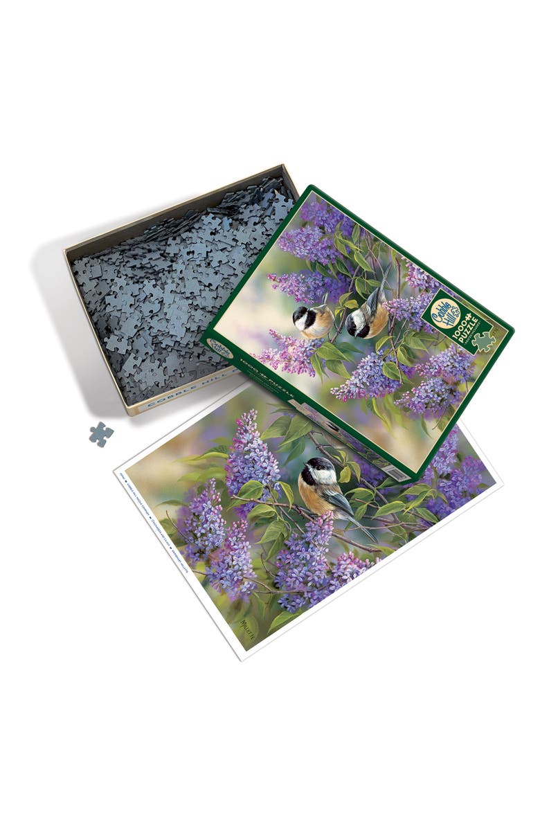 Cobble Hill 1000 Piece Puzzle Chickadees & Lilacs Reference Poster Included, Alternate, color, Multicolored