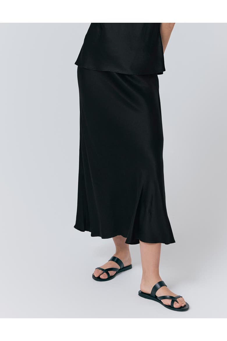 Luna Satin Slip Skirt, Alternate, color, Black