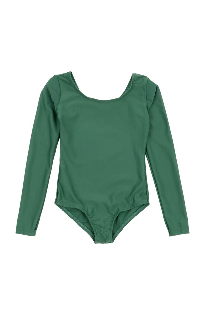 Leveret Girls Long Sleeve Leotard, Main, color, Uniform Green