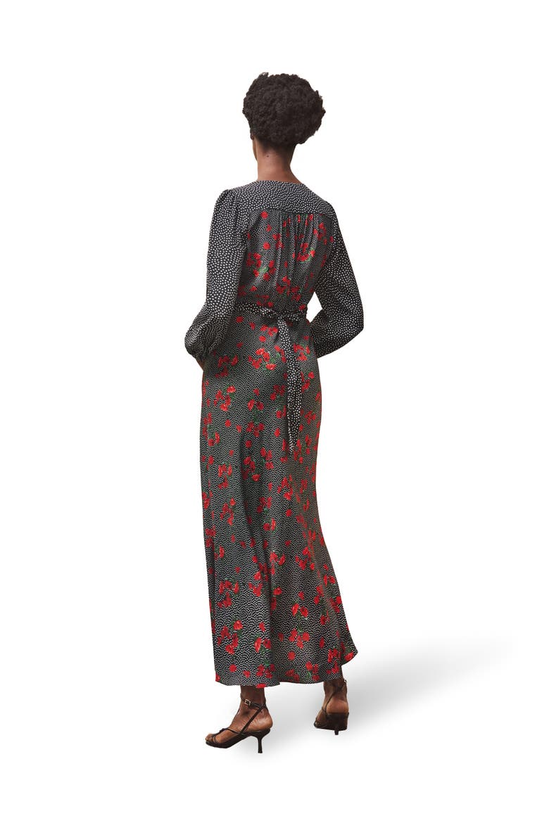 Floral And Spot Mix Dress, Alternate, color, Red