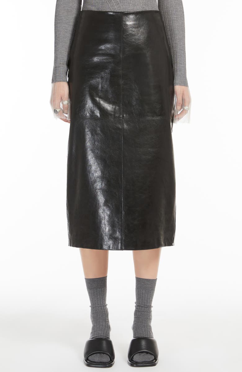 SPORTMAX Leather Pencil Skirt, Main, color,