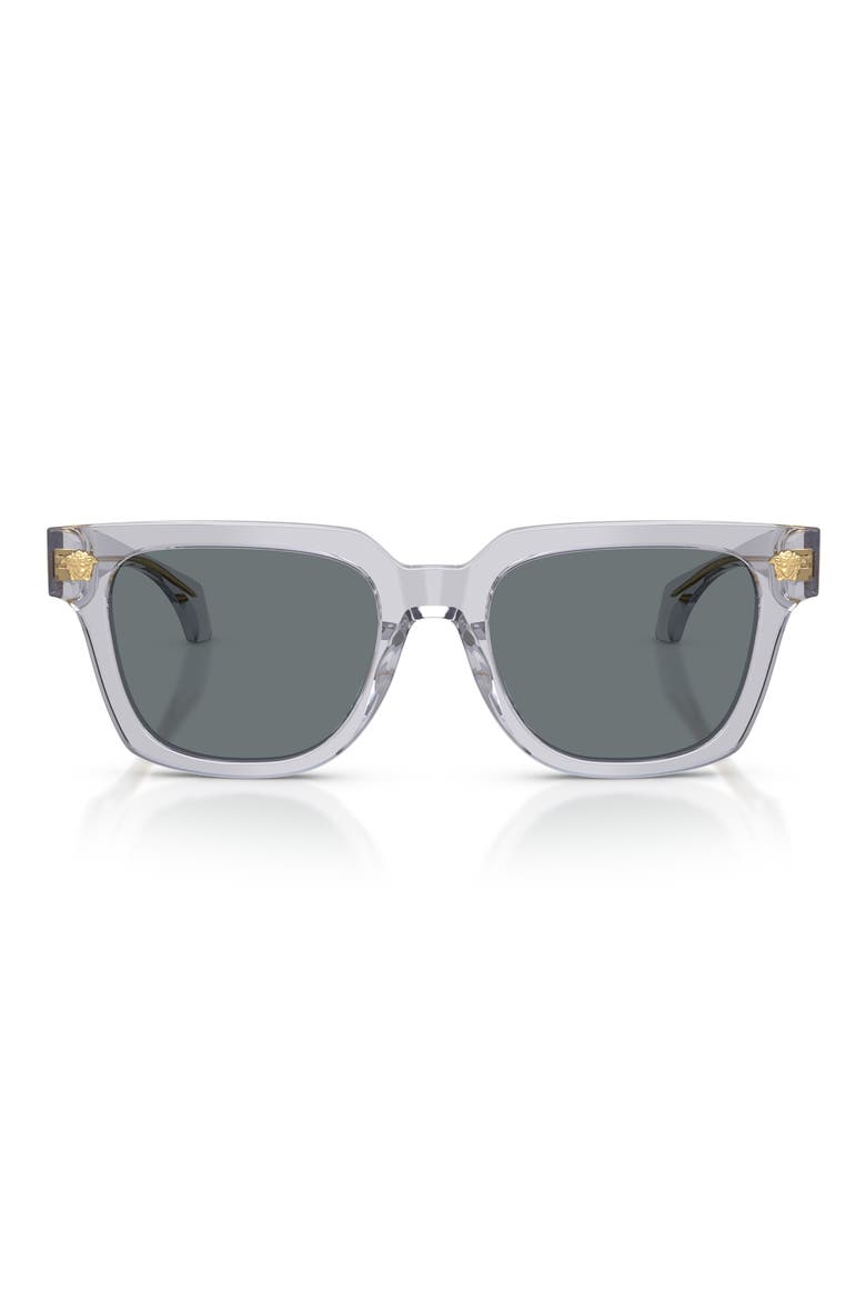 52mm Square Sunglasses, Main, color, TRANSPARENT GREY / DARK BLUE