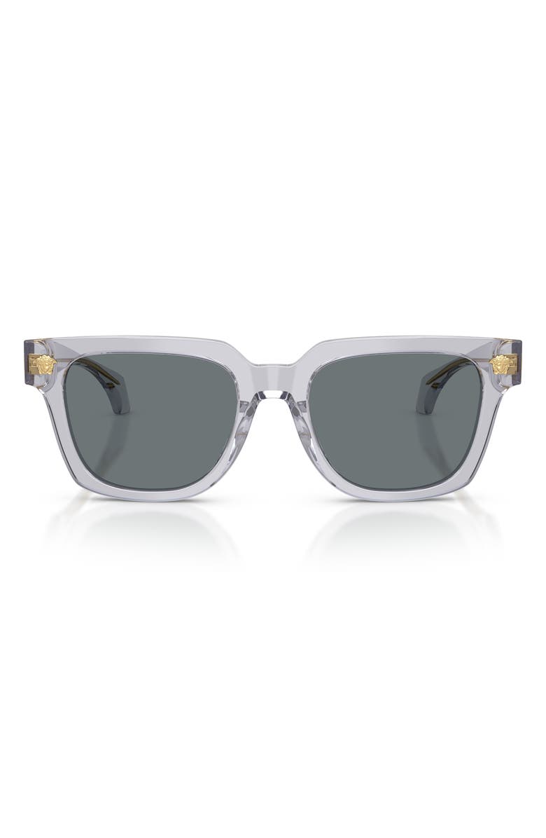 Versace 52mm Square Sunglasses, Main, color, Transparent Grey / Dark Blue