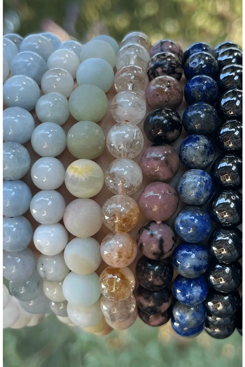 Crystal Healing Beaded Bracelet, Alternate, color, Rhodonite