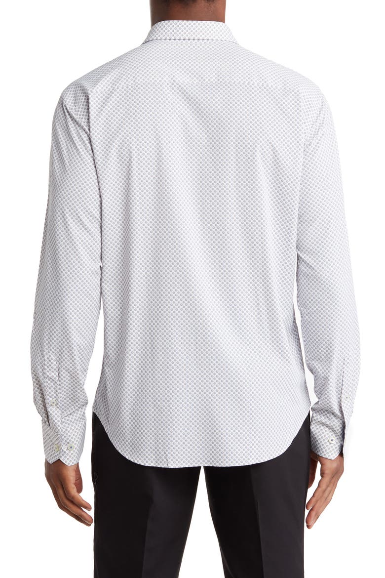 Circle Print Long Sleeve Performance Shaped Fit Shirt, Alternate, color, SNOW