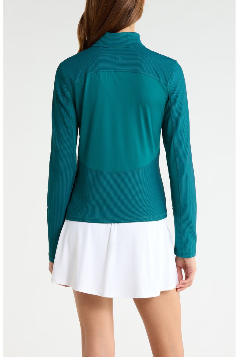 Two-Tone Rib Quarter Zip Performance Top, Alternate, color, MARINE TEAL