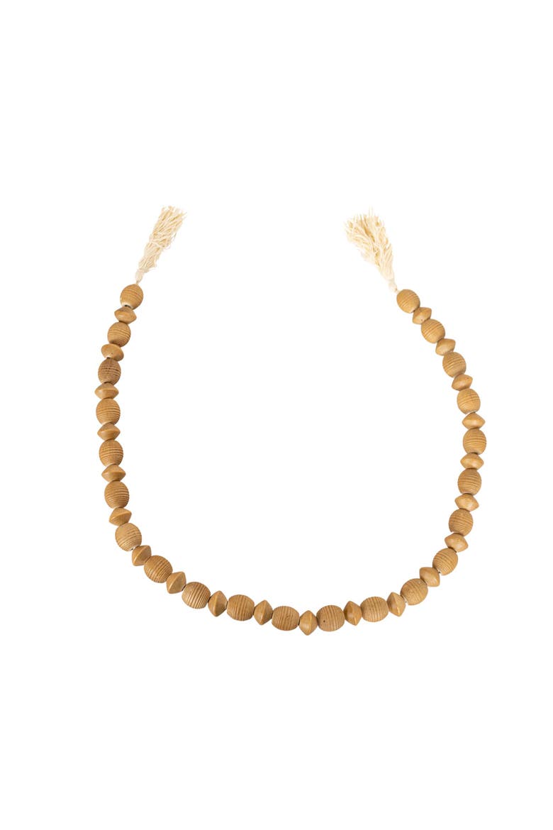 Ribbed Bead Garland Natural Wood & Cotton, Alternate, color, Brown