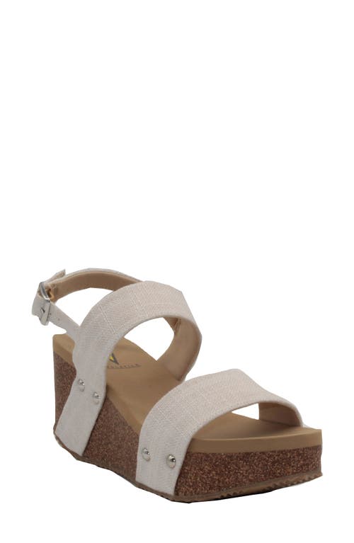 Volatile Summer Love Platform Wedge Sandal In Bone Linen