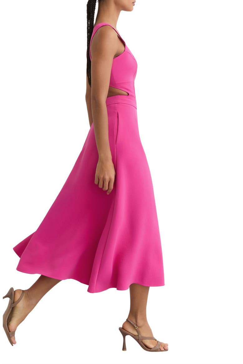 Dina Cutout Back Fit & Flare Midi Dress, Alternate, color, RASPBERRY PINK