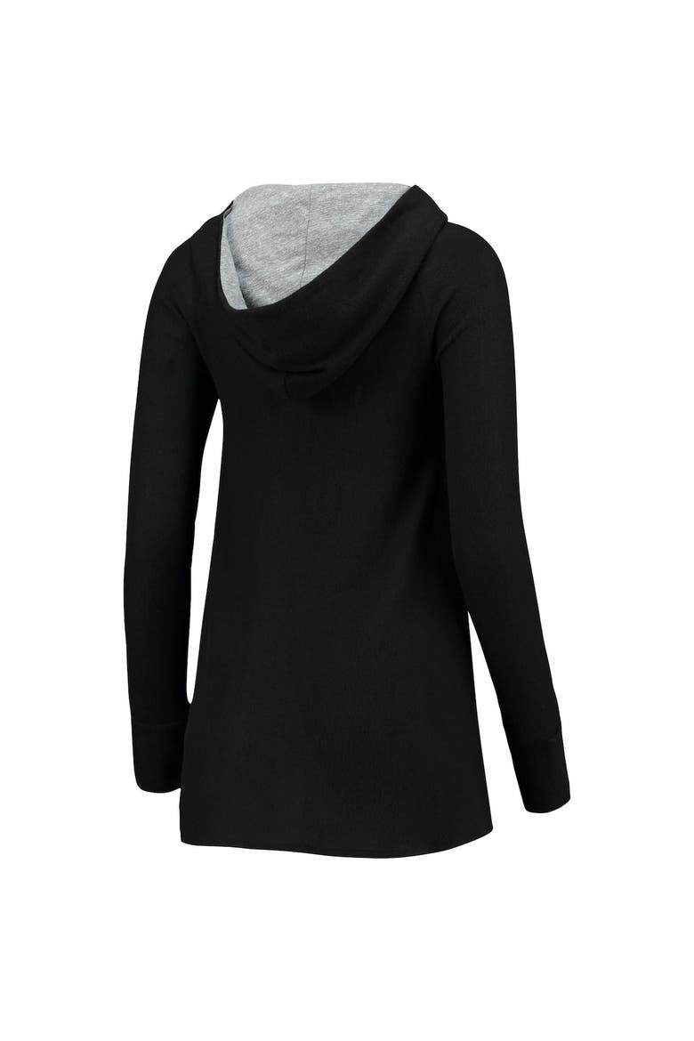 Women's Majestic Threads Black Atlanta Falcons Brushed Hacci 3/4-Sleeve Tri-Blend Raglan Pullover Hoodie, Alternate, color, Black