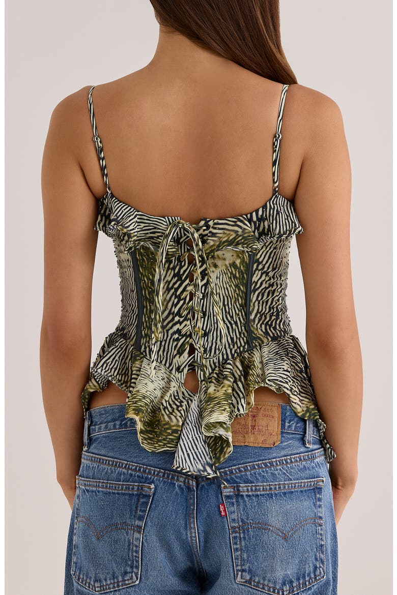 Alexandria Beaded Peplum Top, Alternate, color, ANIMAL PRINT