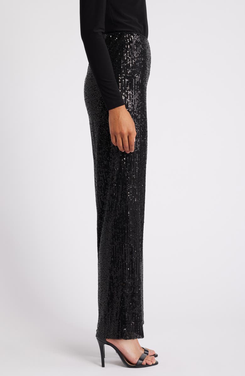 Anne Klein Sequin Hollywood Waistband Straight Leg Pants, Alternate, color, 