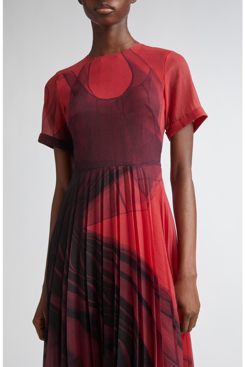 Dancing Pleat Pleated Shift Dress, Alternate, color, RED/ BLACK MULTI
