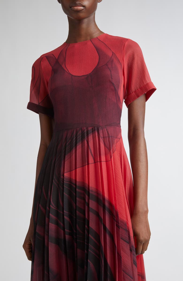 Jason Wu Collection Dancing Pleat Pleated Shift Dress, Alternate, color, Red/ Black Multi