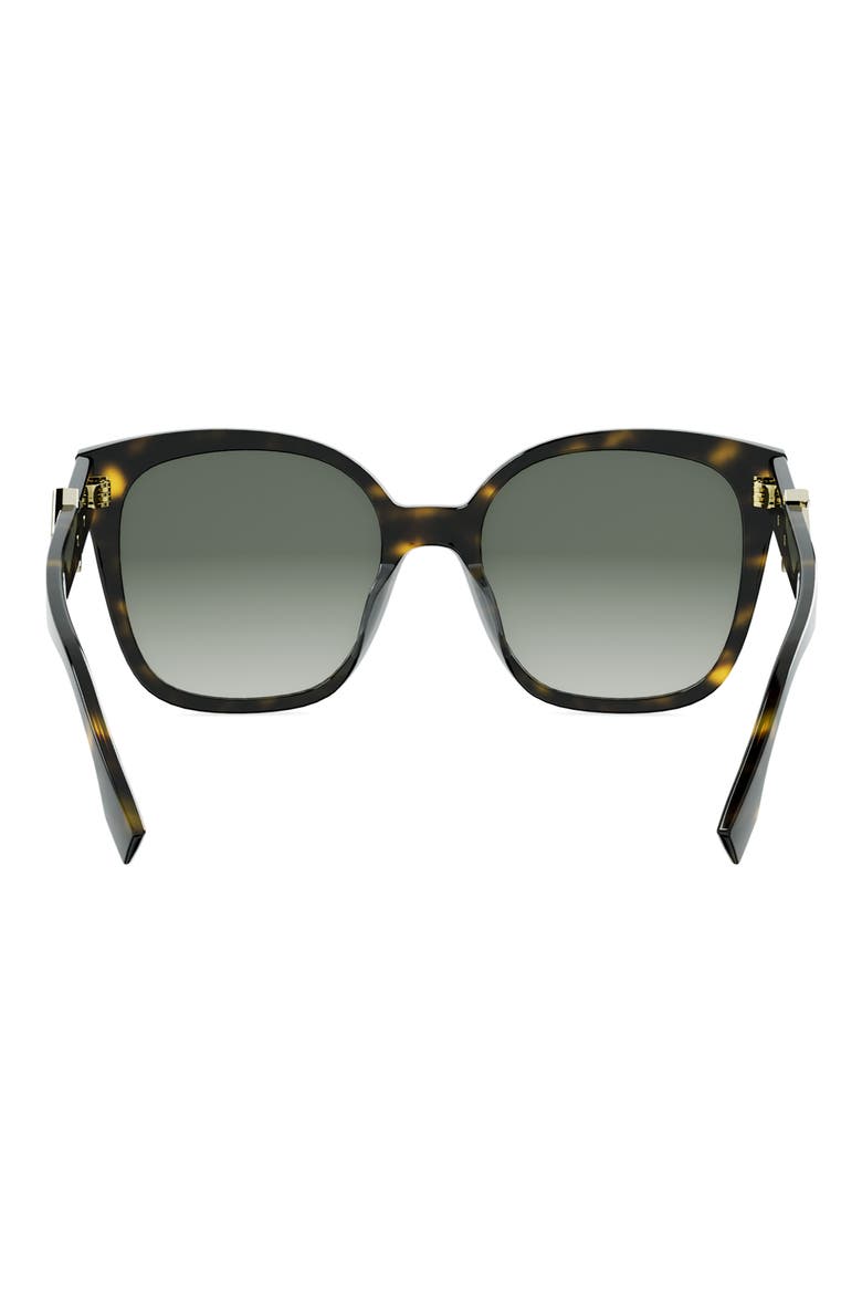 FF Diamonds 55mm Gradient Square Sunglasses, Alternate, color, DARK HAVANA / GRADIENT GREEN
