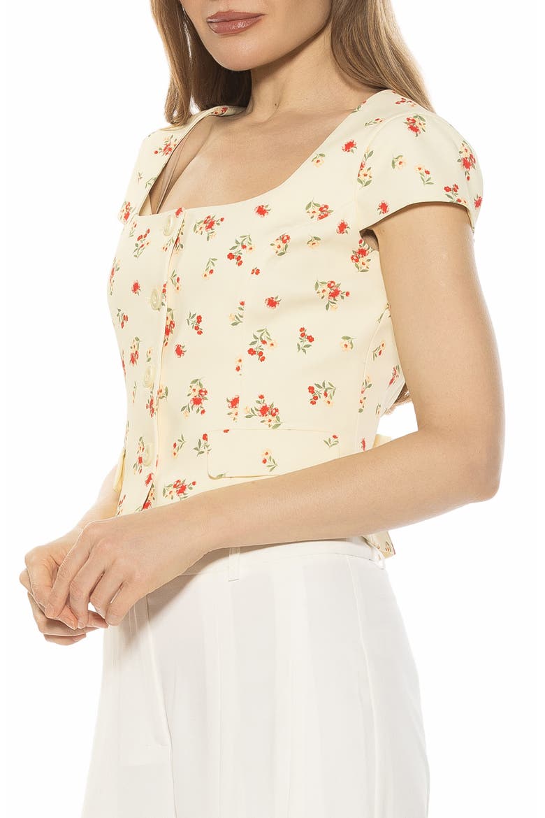 Cap Sleeve Button-Up Top, Alternate, color, YELLOW DITZY