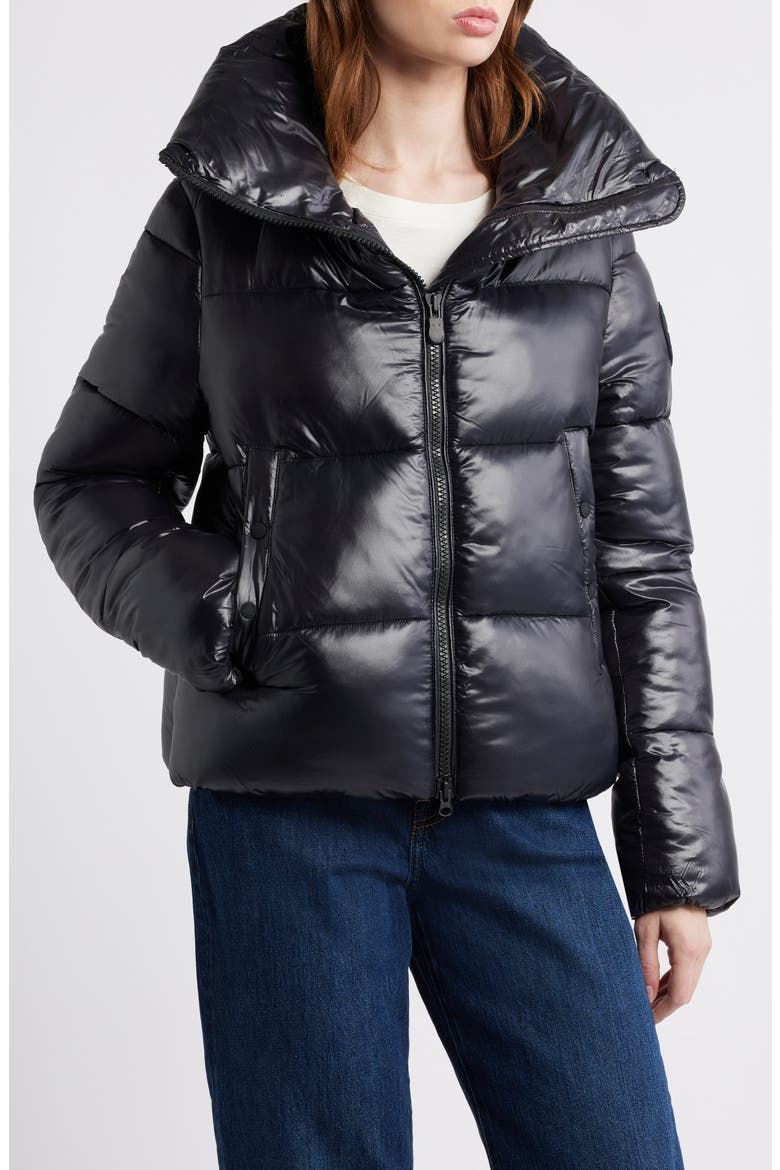 Isla Water Resistant Puffer Coat, Main, color, BLACK
