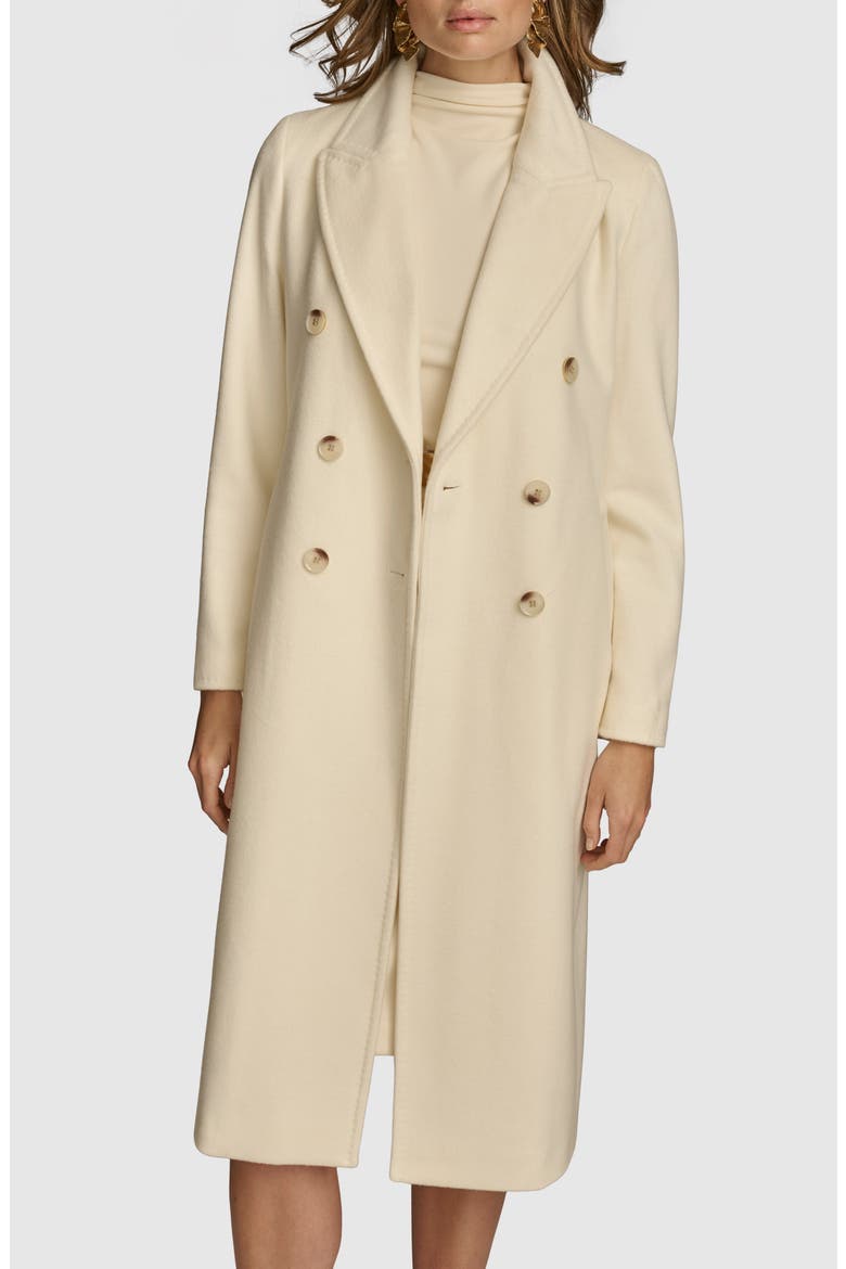 Tailored Double Breasted Wool Blend Coat, Alternate, color, IVORY