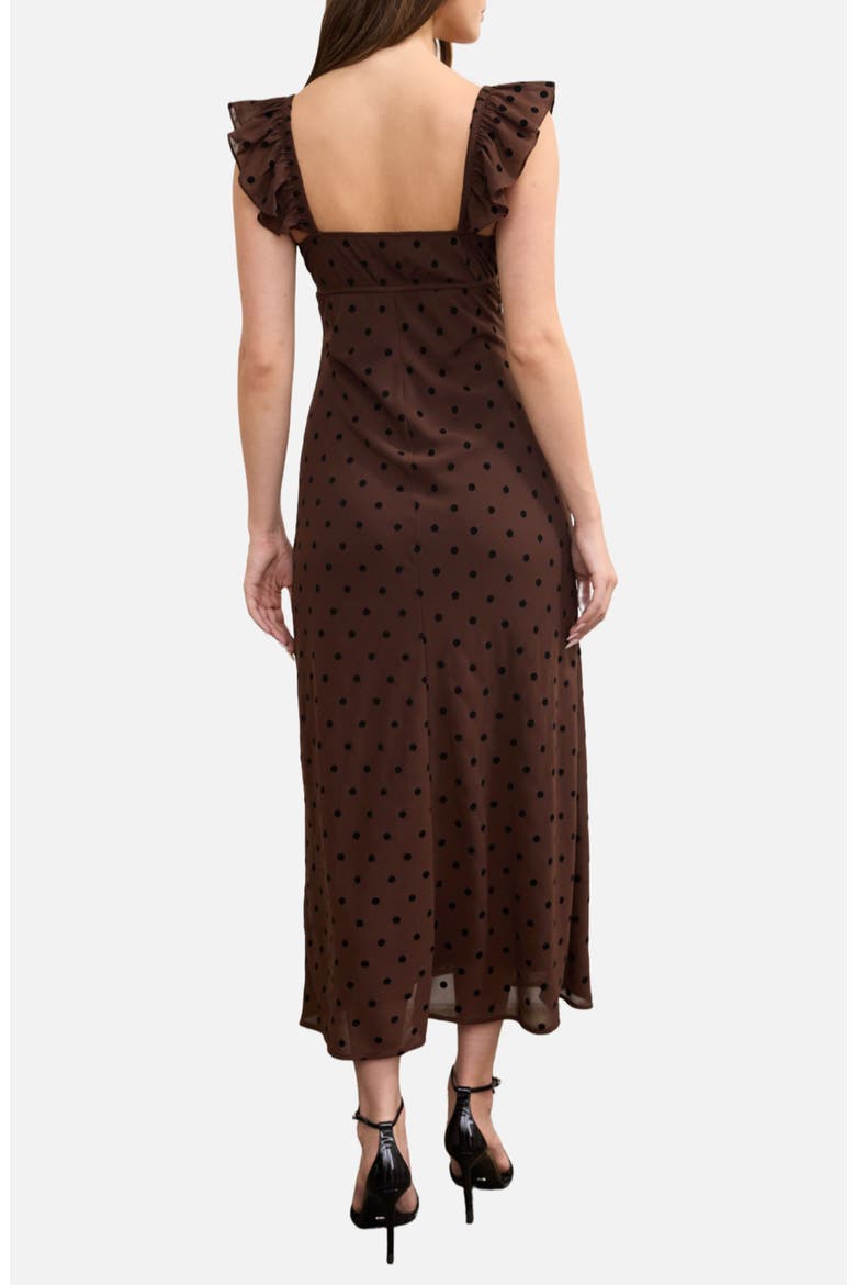 Ruffle Strap Maxi Dress, Alternate, color, BROWN