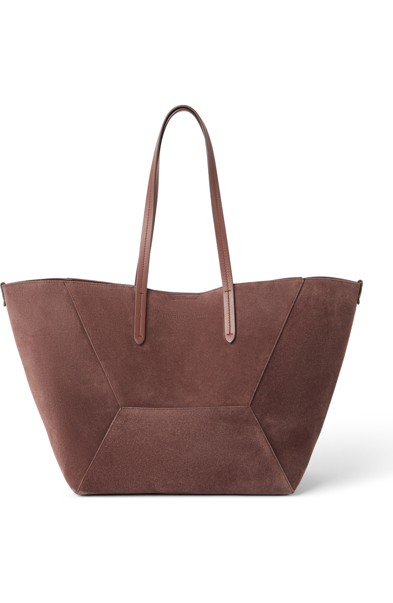 Brunello Cucinelli Suede BC Duo bag, Main, color, Burgundy