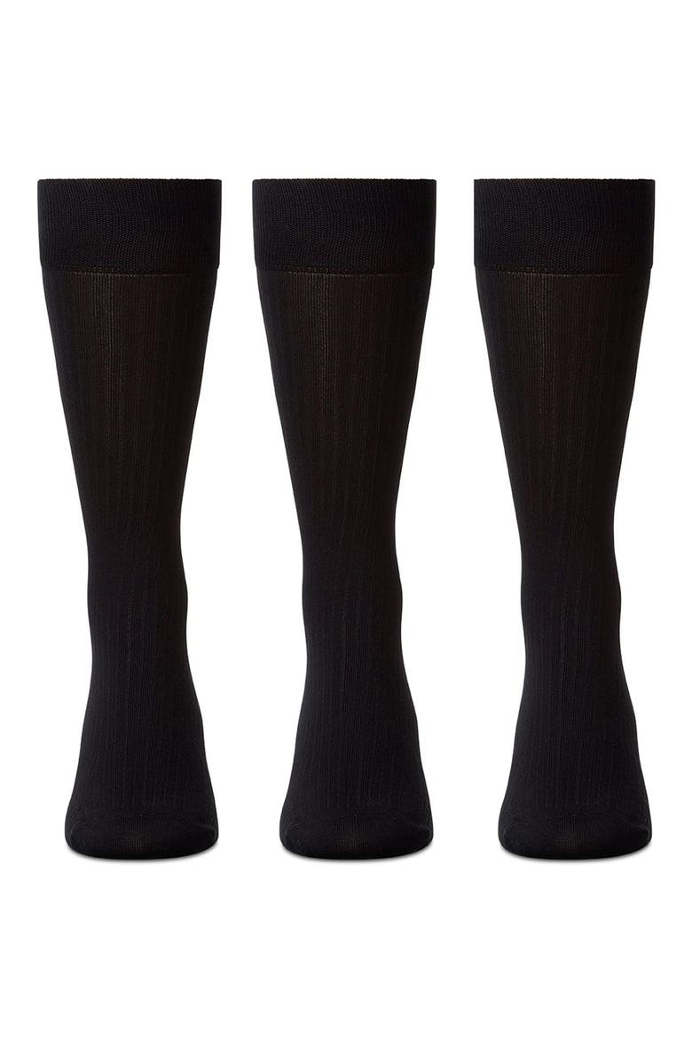 3-Pack Mercerized Cotton Blend Dress Socks, Main, color, BLACK