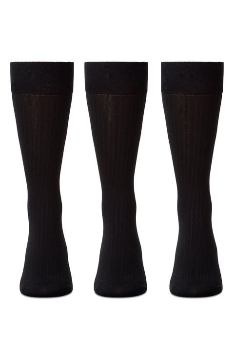 3-Pack Mercerized Cotton Blend Dress Socks