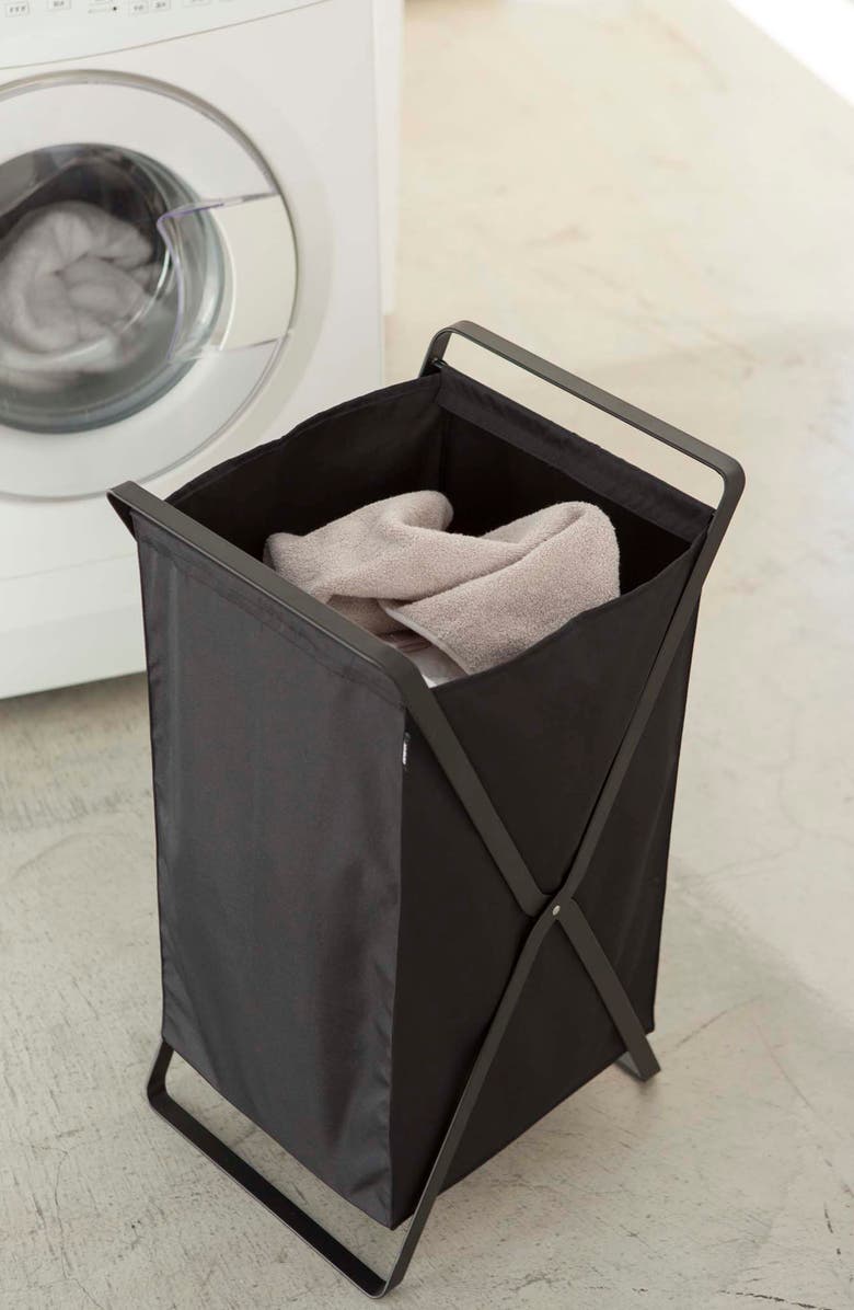 Yamazaki Tower Laundry Hamper, Alternate, color, Black