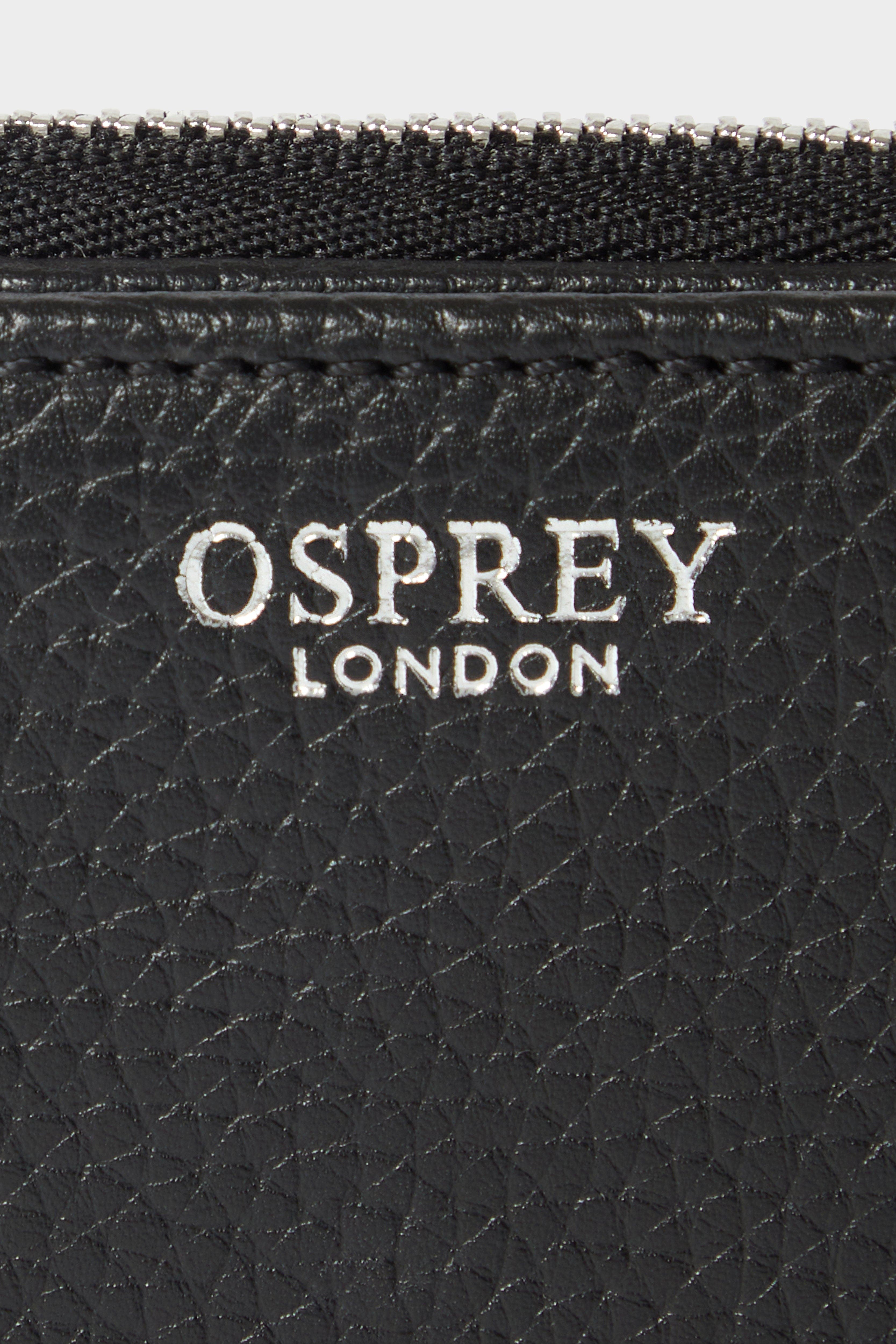 Osprey London The Core Medium Leather Zip Matinee Purse, Alternate, color, Black