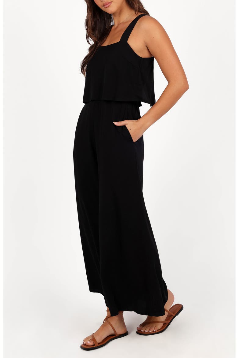 Delia Popover Sleeveless Wide Leg Jumpsuit, Alternate, color, BLACK