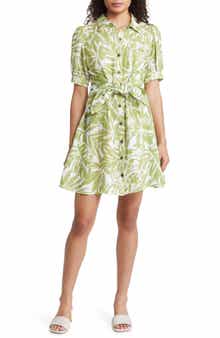 Rachel Parcell Puff Sleeve Tie Waist Shirtdress