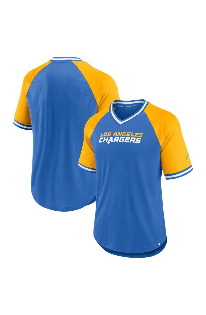FANATICS Men's Fanatics Branded Powder Blue Los Angeles Chargers Second Wind Raglan V-Neck T-Shirt, Alternate, color, Powder Blue