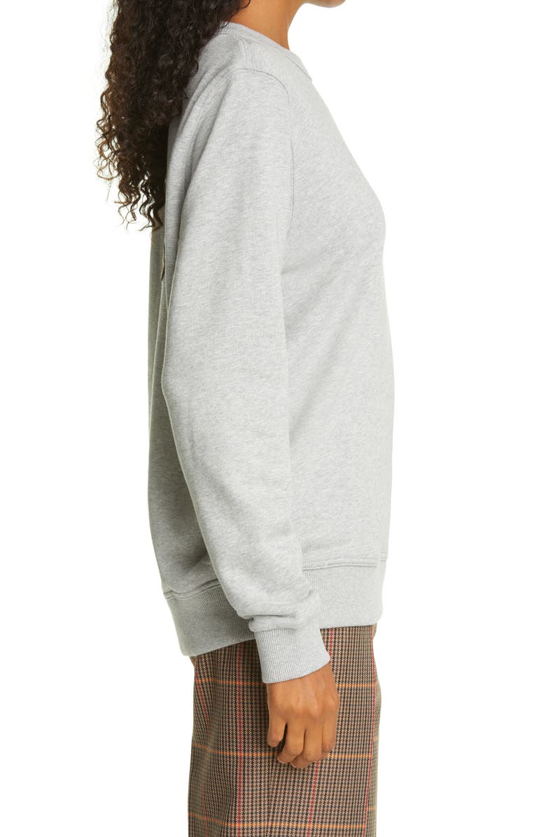Burberry Deer Appliqué Stretch Cotton Sweatshirt, Alternate, color, 