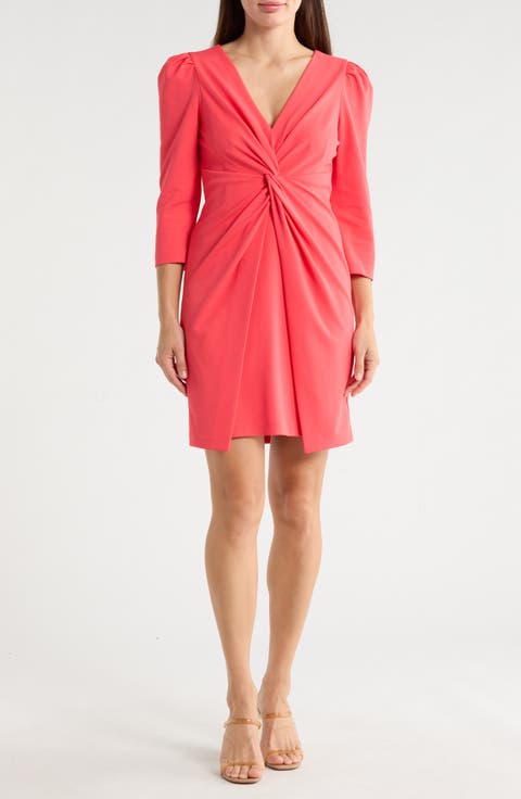 Knotted Three-Quarter Sleeve Minidress