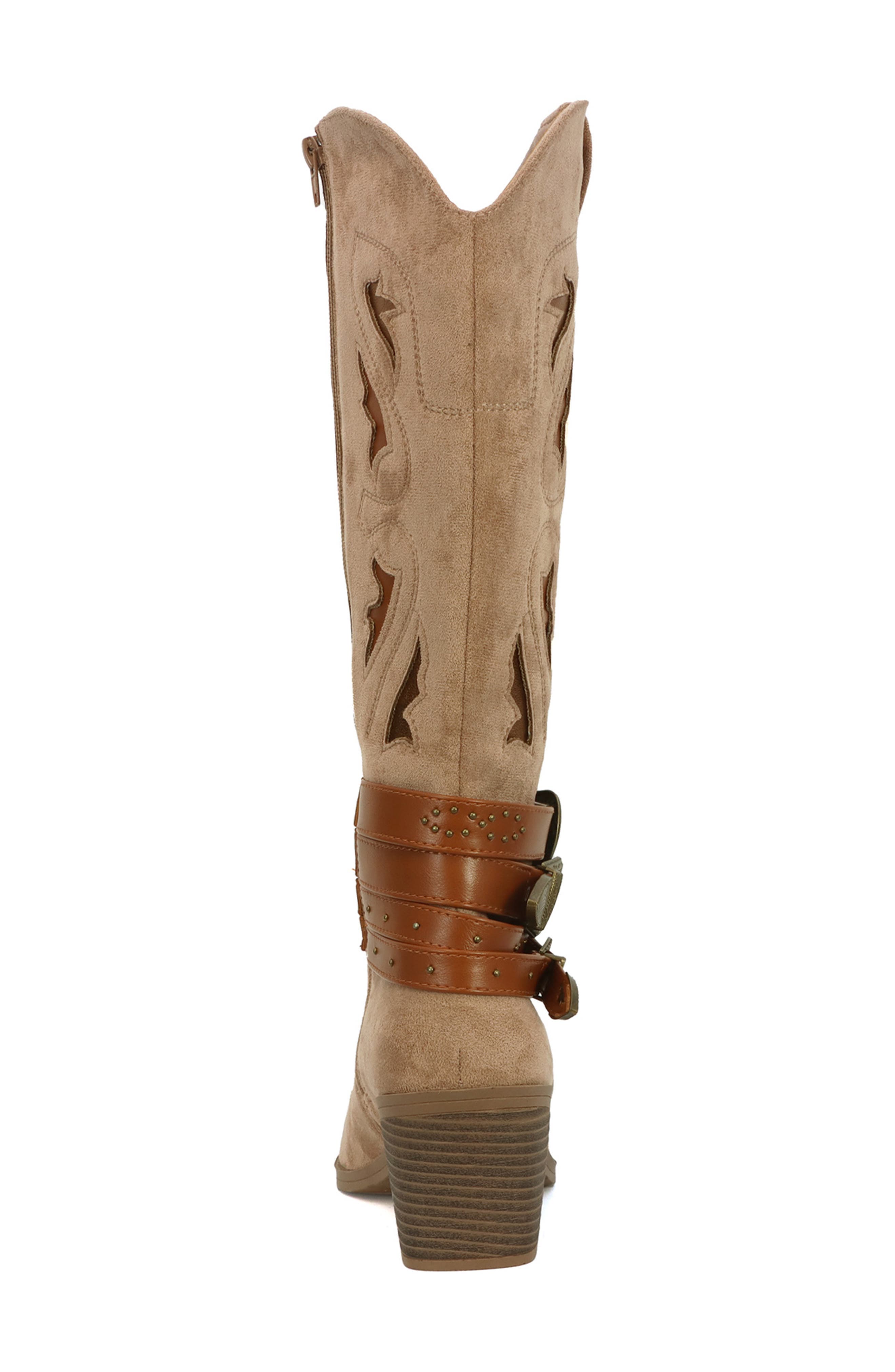 YOKI Gayle Wraparound Belt Western Boot, Alternate, color, Beige