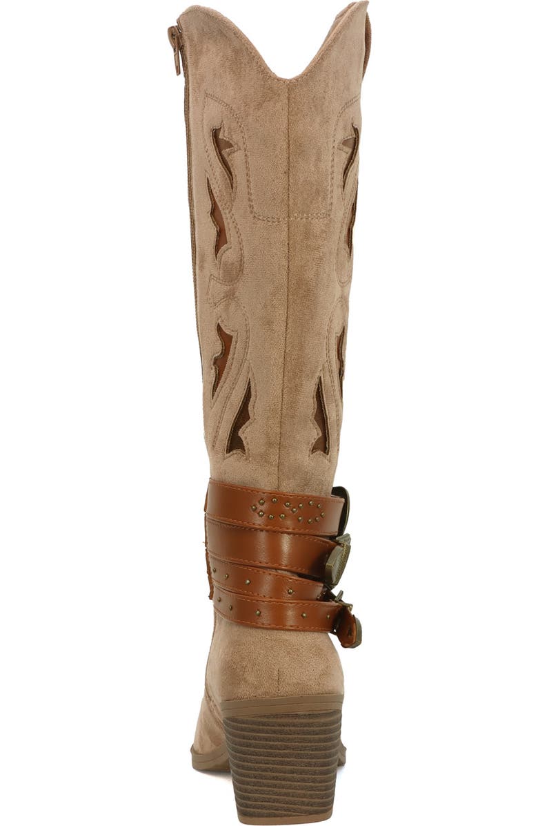YOKI Gayle Wraparound Belt Western Boot, Alternate, color, Beige