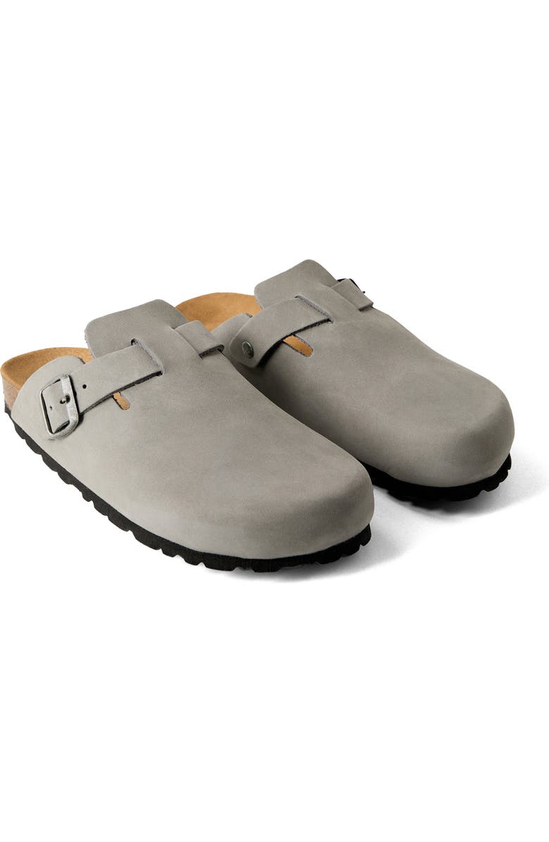 MANGO Leather Clog, Main, color, Light/ Pastel Grey
