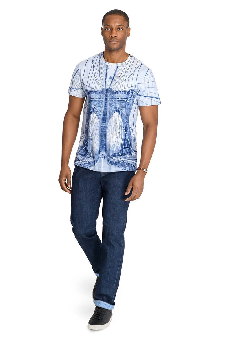 Slim Fit Brooklyn Bridge Crew T-Shirt, Alternate, color, BLUE